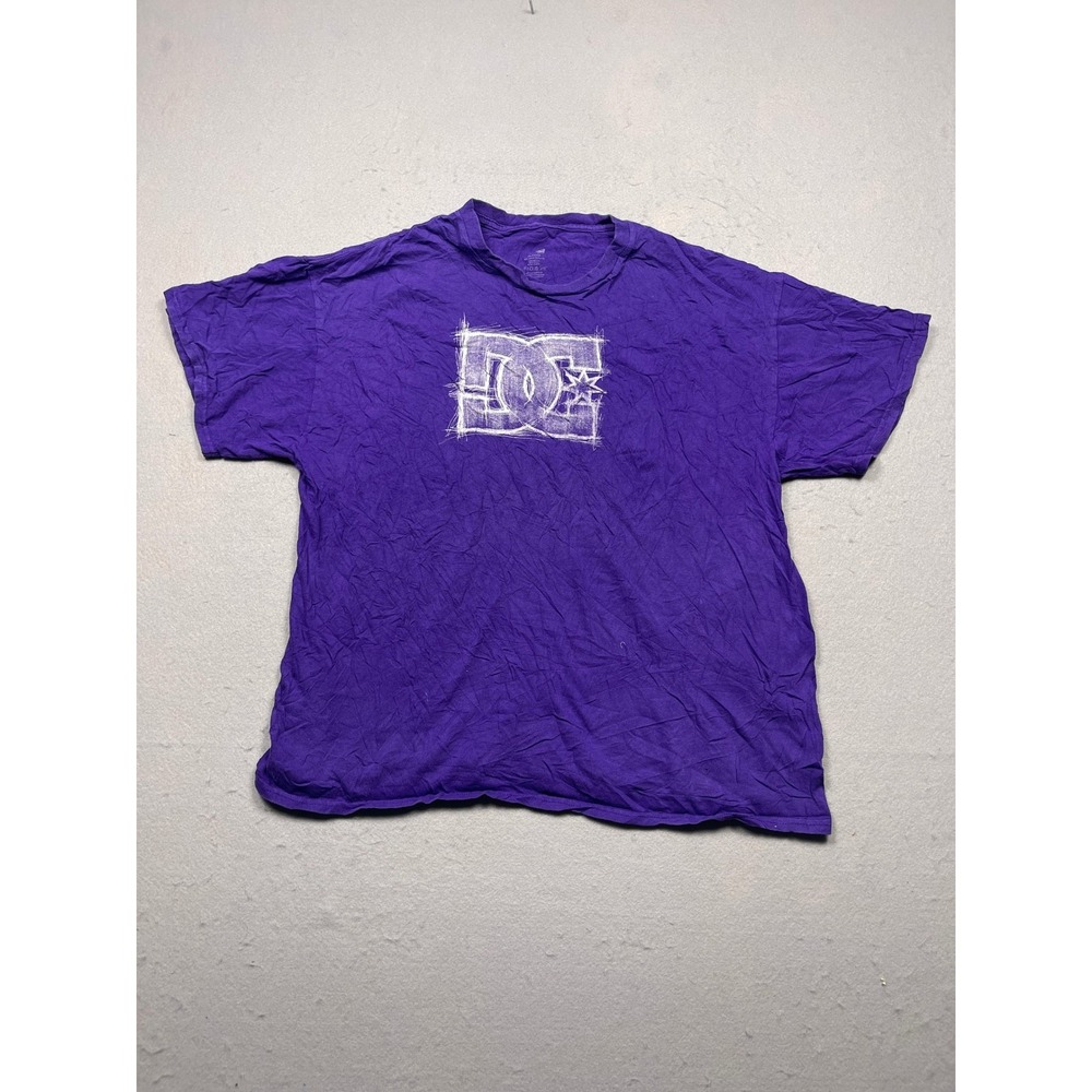 DC Shoes Sketch Logo T-Shirt Mens XL Purple Cotton Graphic Skate Tee Excellent